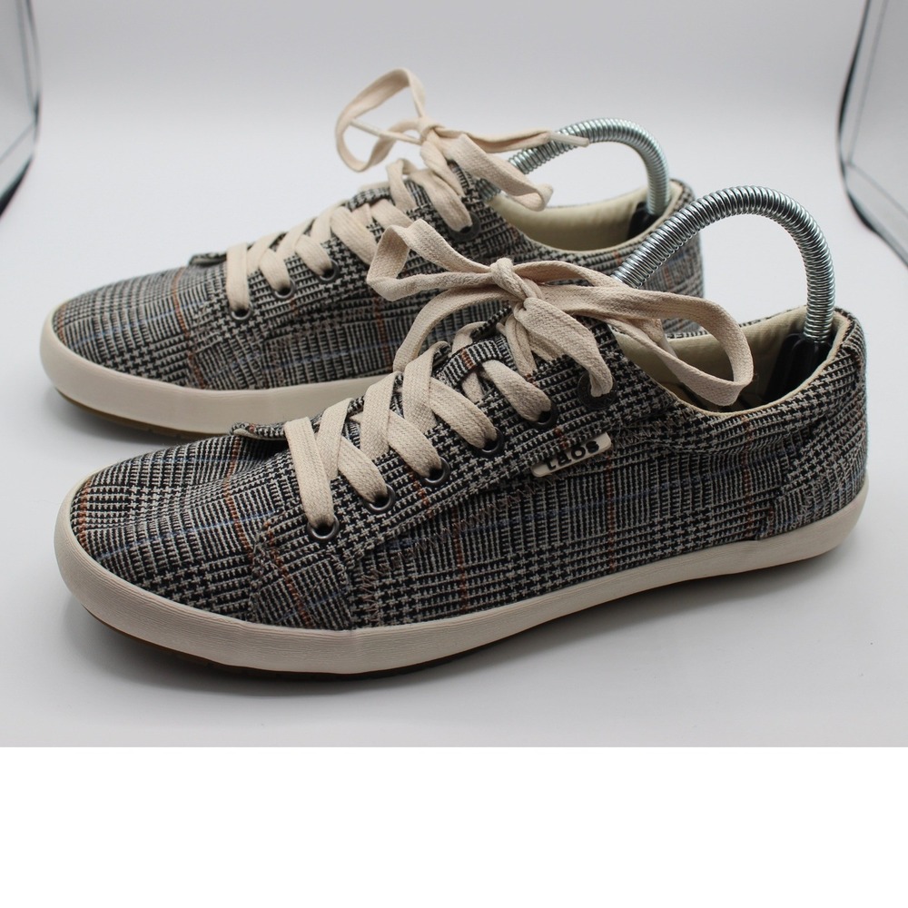 Taos Star Grey Plaid Canvas Lace Up Sneakers Womens Size 10 STA-12844 Low Top